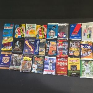 24 NEW PACKS OF VARIOUS 1980's - 2000's BASEBALL CARDS SEALED